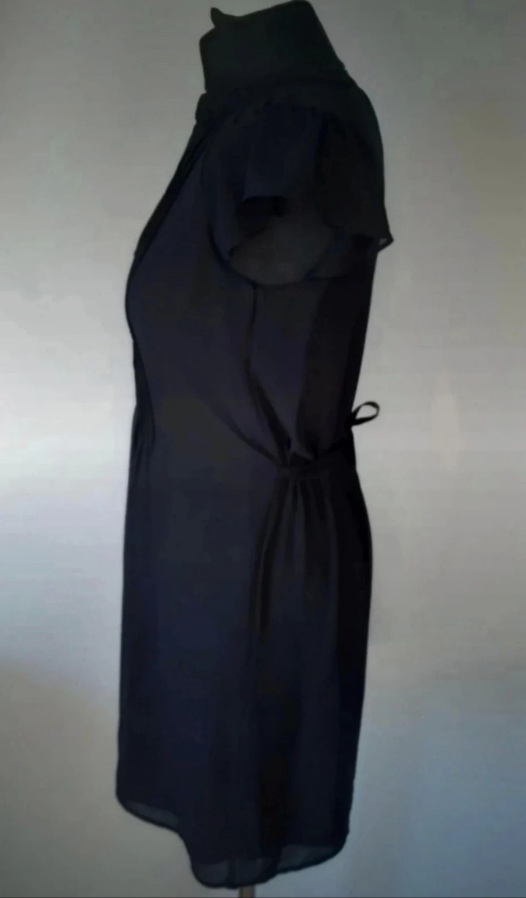 Sukienka midi czarna z szyfonu, H&M, S