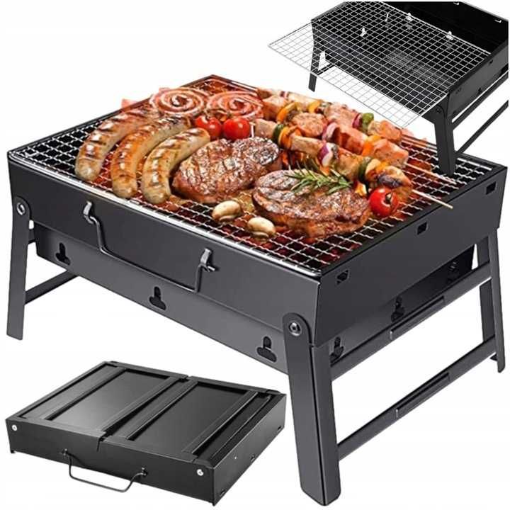 Składany Grill, przenośny turystyczny + Akcesoria Grillowe ZESTAW XL