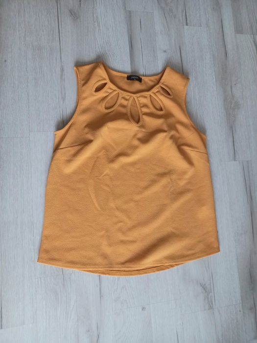 Musztardowa bluzka damska bez rękawów 40