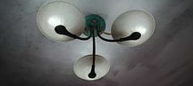Candeeiro de teto luminária com 3 braços/ semiglobos