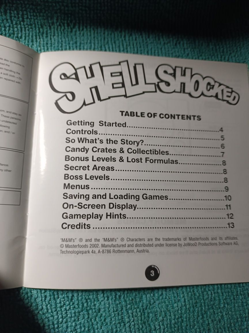 Ps1 m & m's Shell shoked psx psone Książeczka Manual Angielski