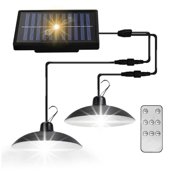 ZESTAW 2 x ŻYRANDOL Wisząca LAMPA Solarna LED + Pilot
