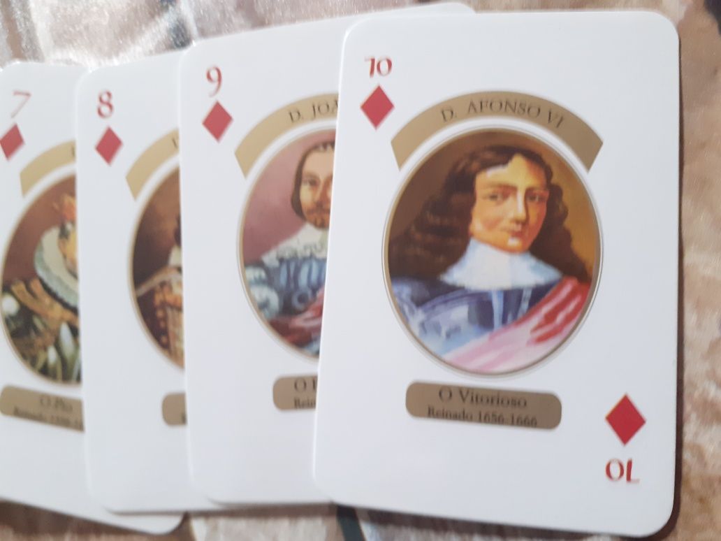 Coleção jogo Baralho Cartas Reis e Rainhas Monarquia Portugal