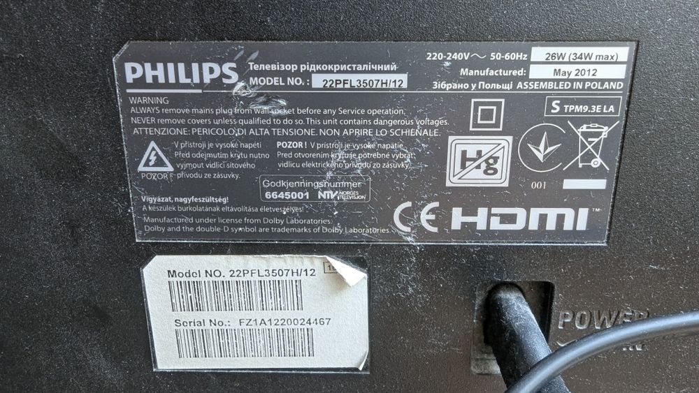 Telewizor Philips 22 cale 22pfl3507h12