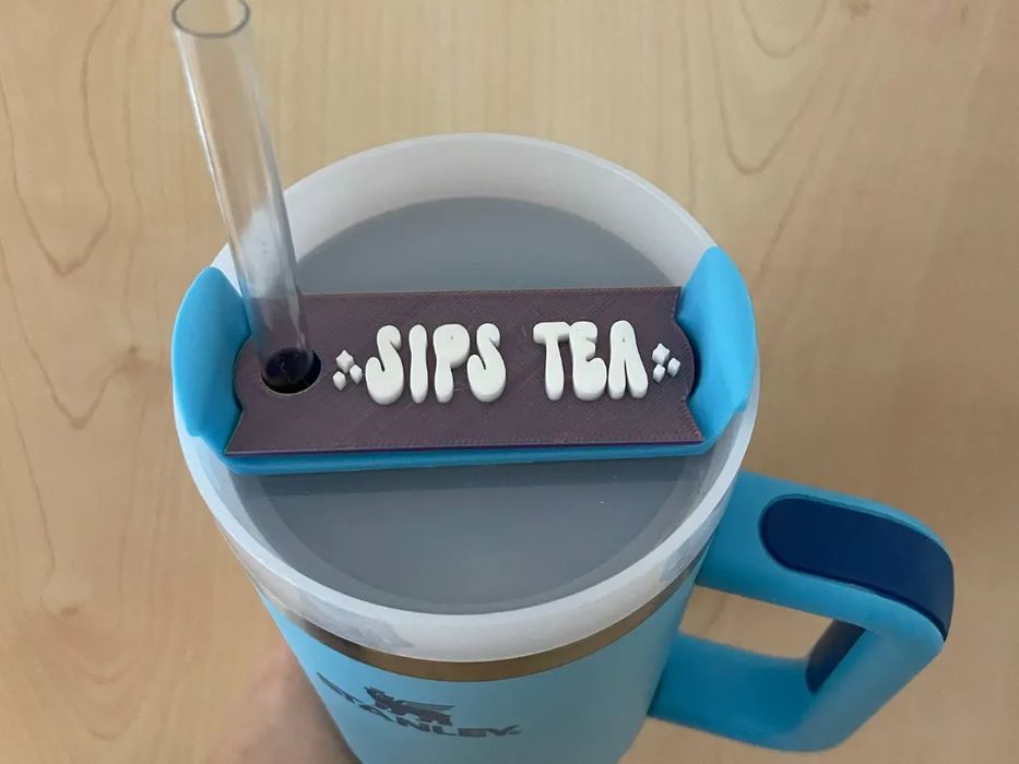 *Bebo Chá* Tampa Decorativa para Copo Stanley