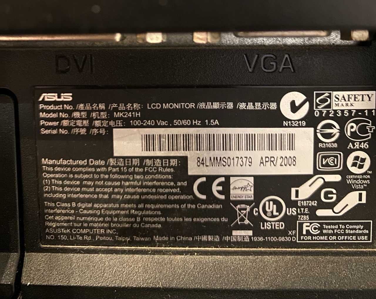Монитор Asus mk241H 24 дюйма