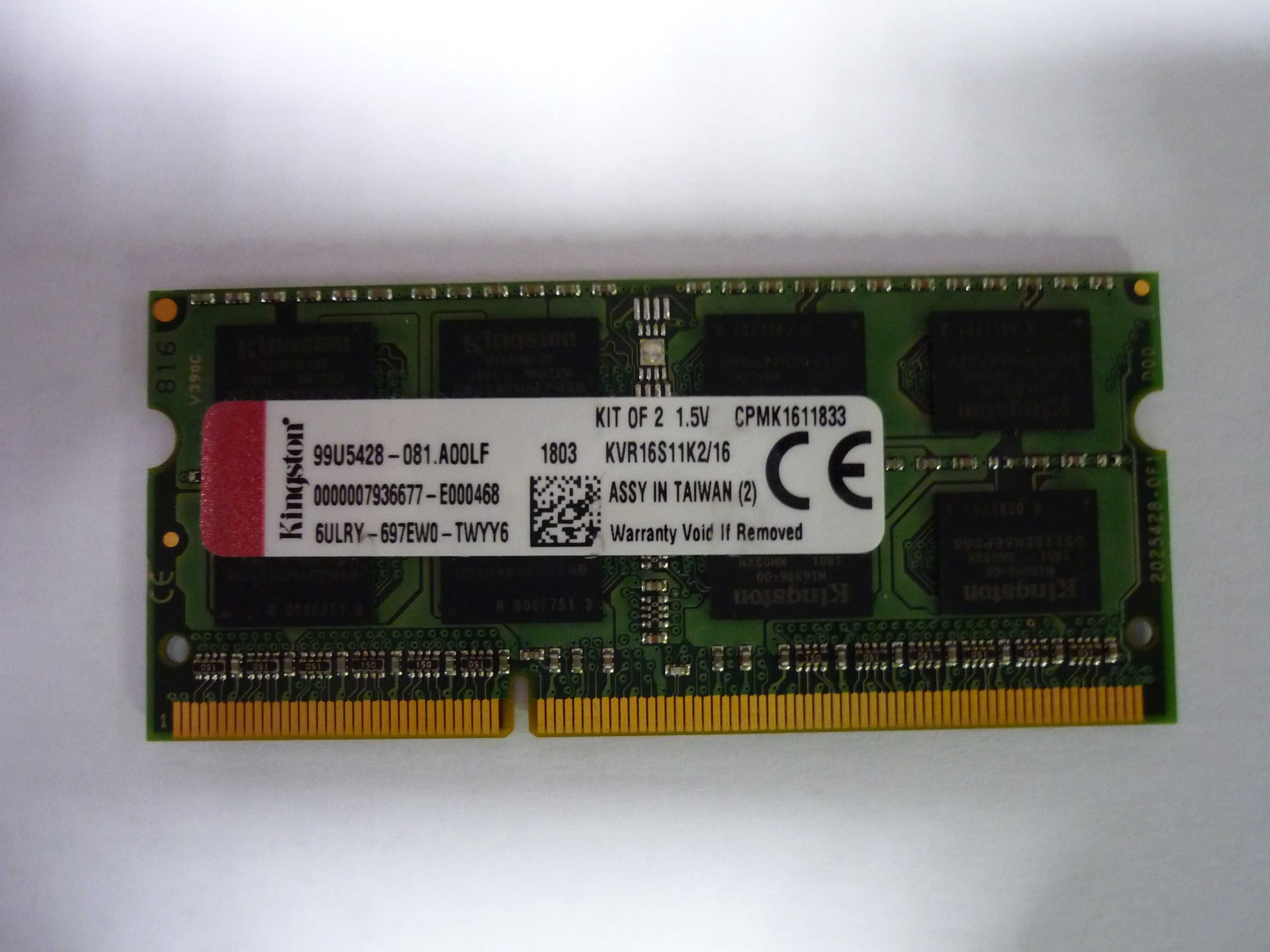 Pamięć RAM 8GB DDR3 Kingston KVR16S11K2 SODIMM, gwarancja