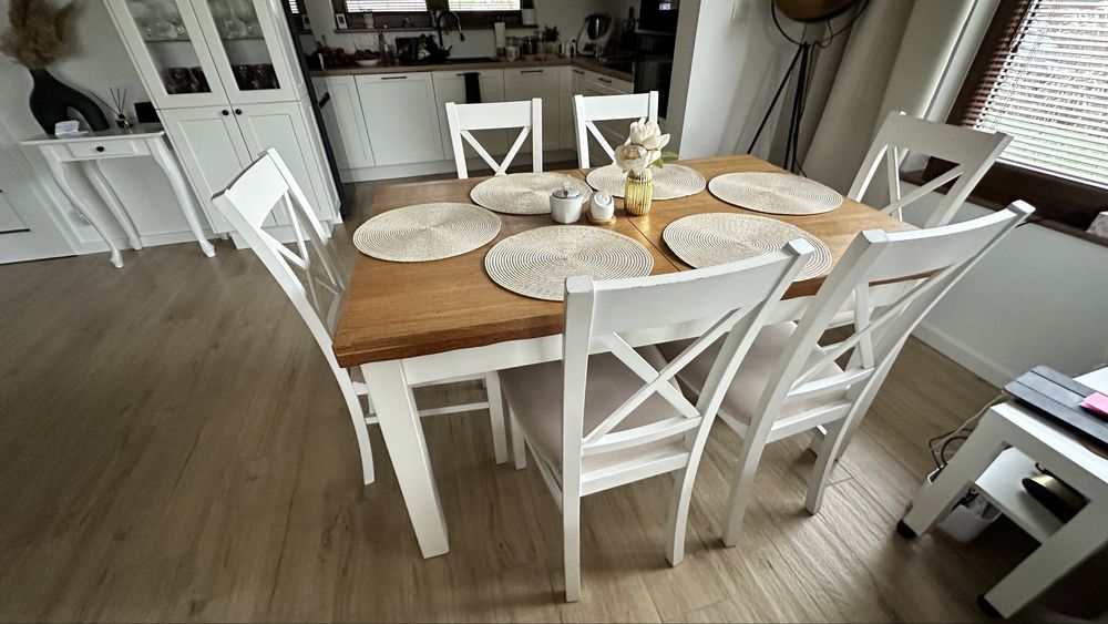 Stół do jadalni rozkładany + 6 krzeseł