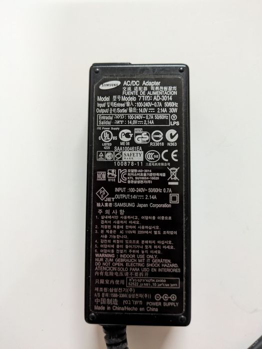 Carregador/adaptador de corrente original Samsung, modelo AD-3014