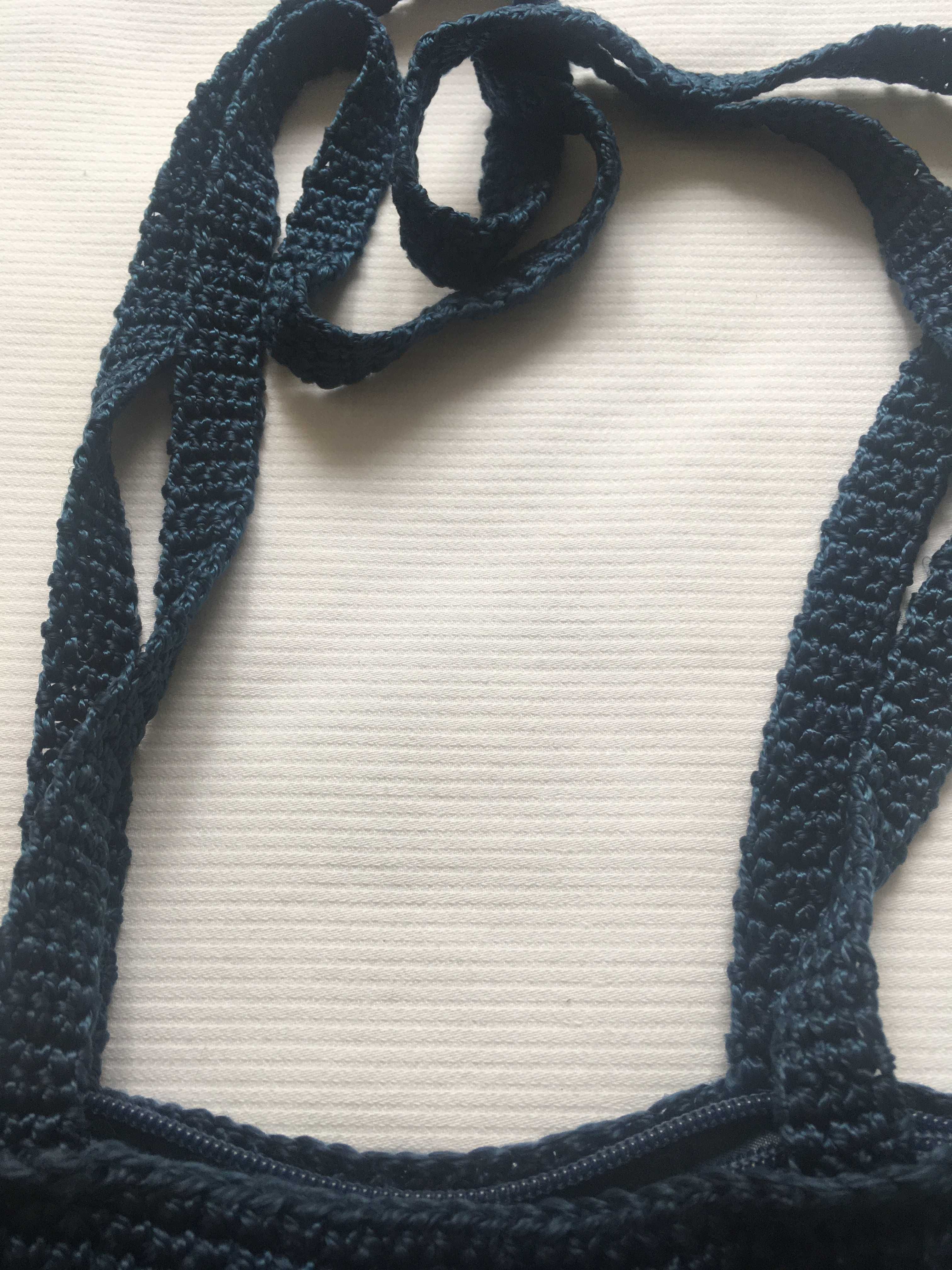 Saco de crochet azul escuro Novo