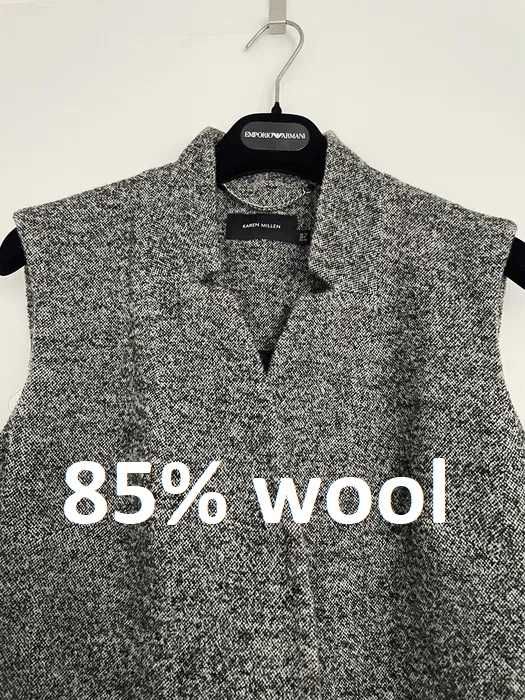 Karen Millen płaszcz kamizelka gilet 85% wełna melanż salt & pepper 40