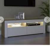 Movel TV branco e castanho, com LED.