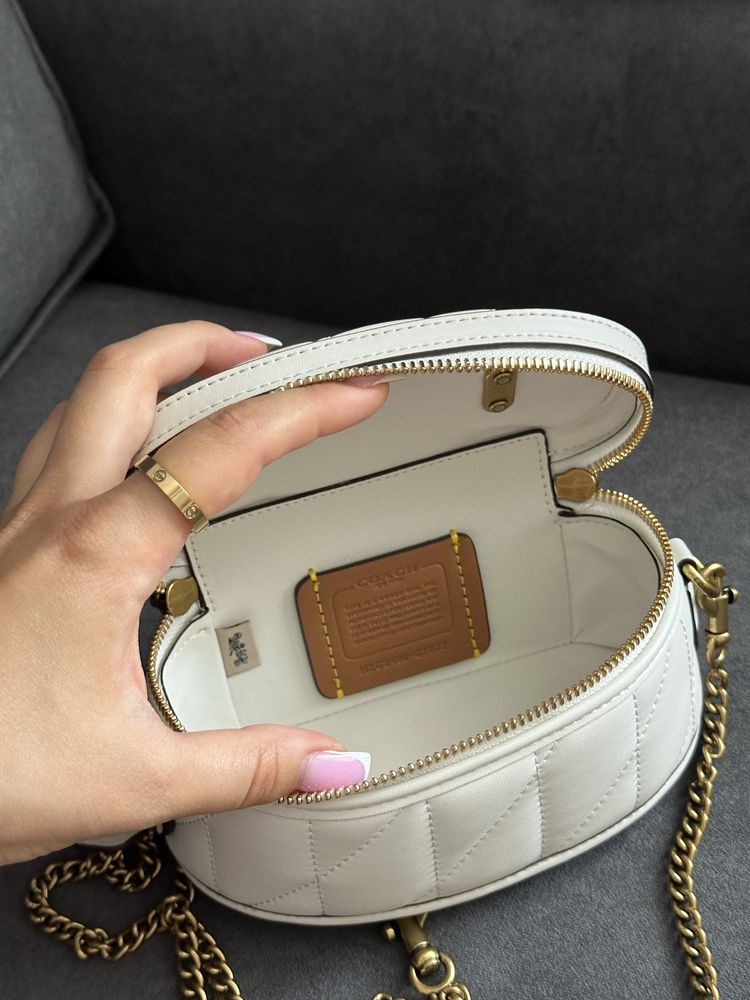 Шкіряна сумка міні Coach Trail Crossbody White/Gold, коуч