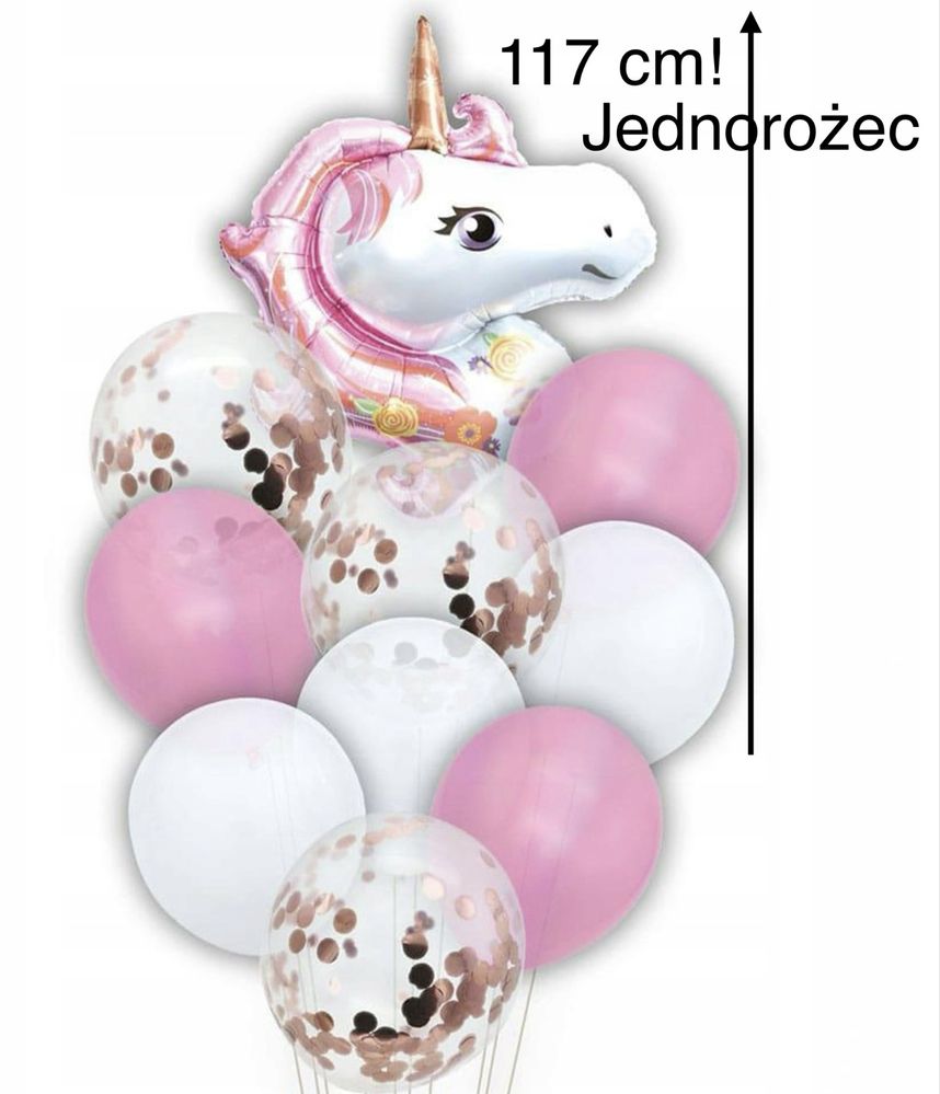Zestaw balonów jednorożec unicorn XXL 117 cm 10 sztuk komplet urodzino