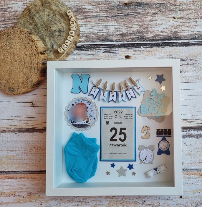 Metryczka w ramce 3d dla dziecka