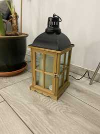 Lampion 50cm ze świecami drewno + metal