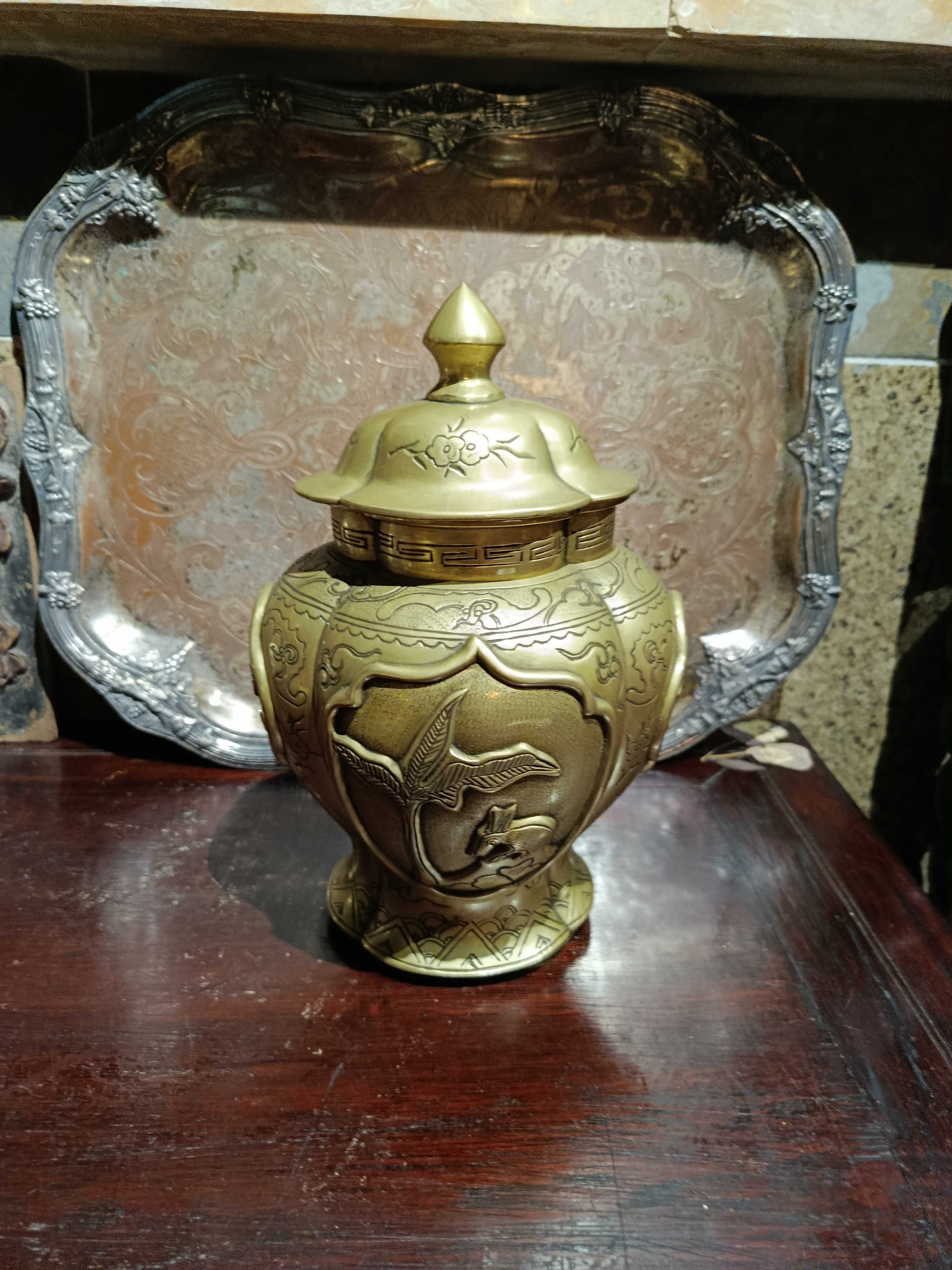 Pote Chá Bronze Séc XIX 24 cm Carimbado