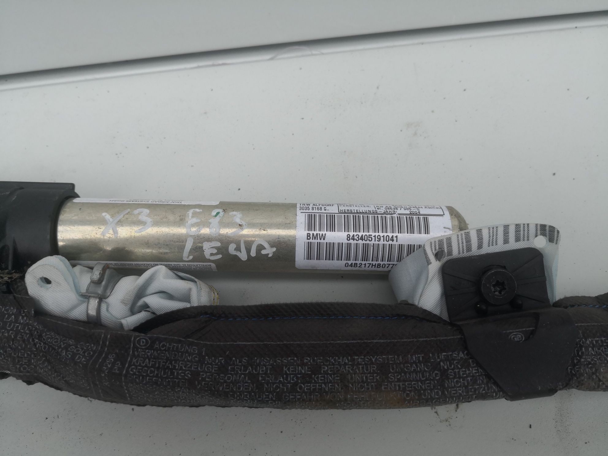 Kurtyna powietrzna BMW X3 e83 lewa