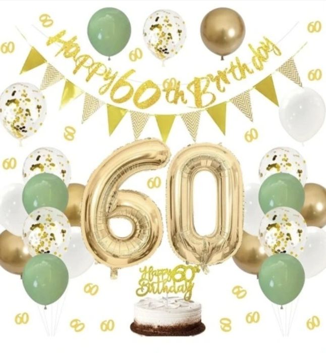 Nowy! Ogromny zestaw urodzinowy 60 lat urodziny impreza