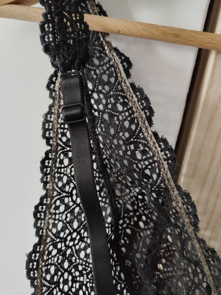 Czarny Koronkowy top, Loreen, Laurella M 38 braletka biustonosz czarny