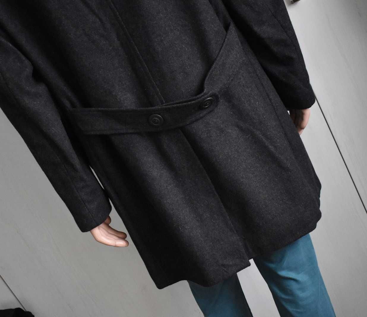 Płaszcz wełniany XL zimowy ciepły wełna ocieplany jesionka elegancki
