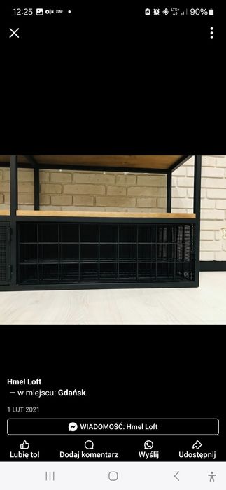 Regał loft metalowy drewno