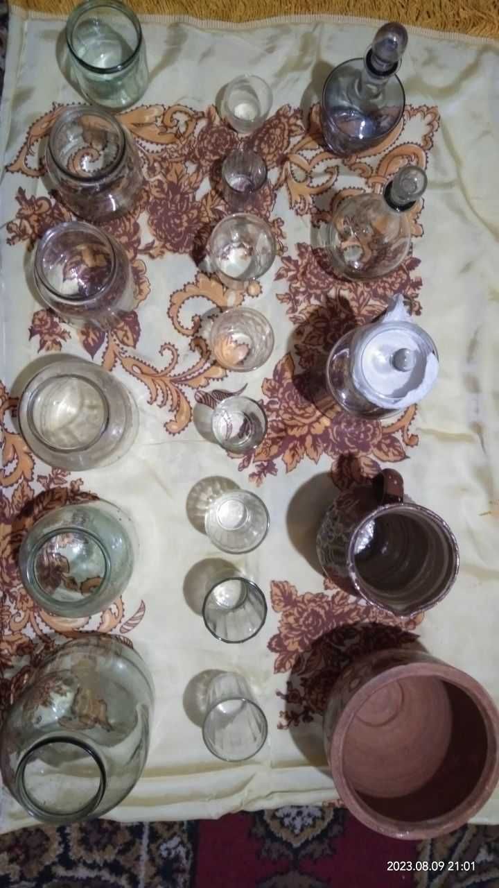 Продам стаканы граненые  стопки банки  разные графины кувшин макитра