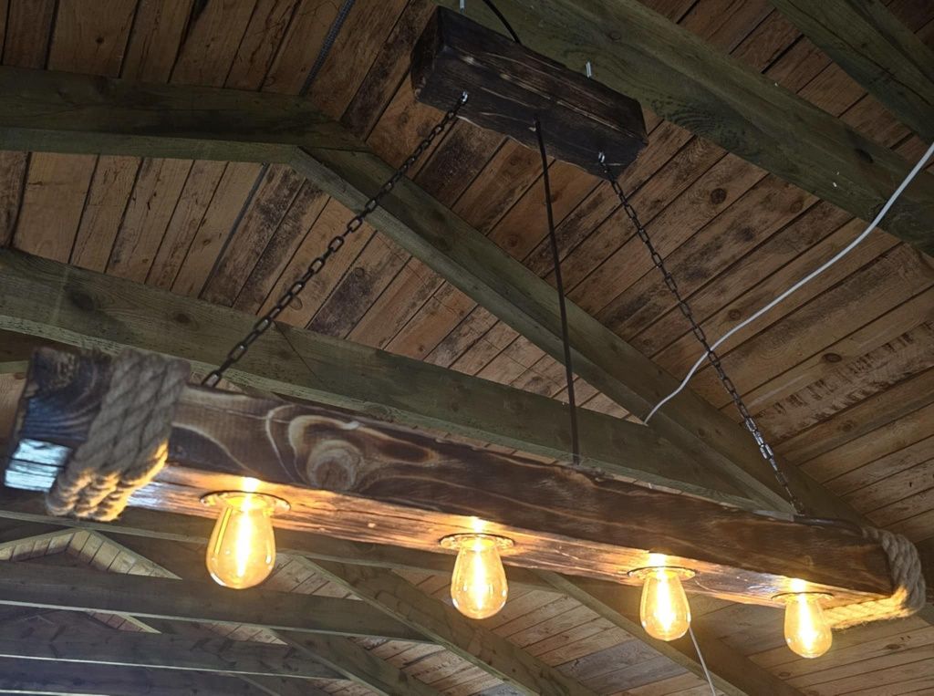 Nowa rustykalna drewniana lampa oświetlenie Loft ręcznie wykonana