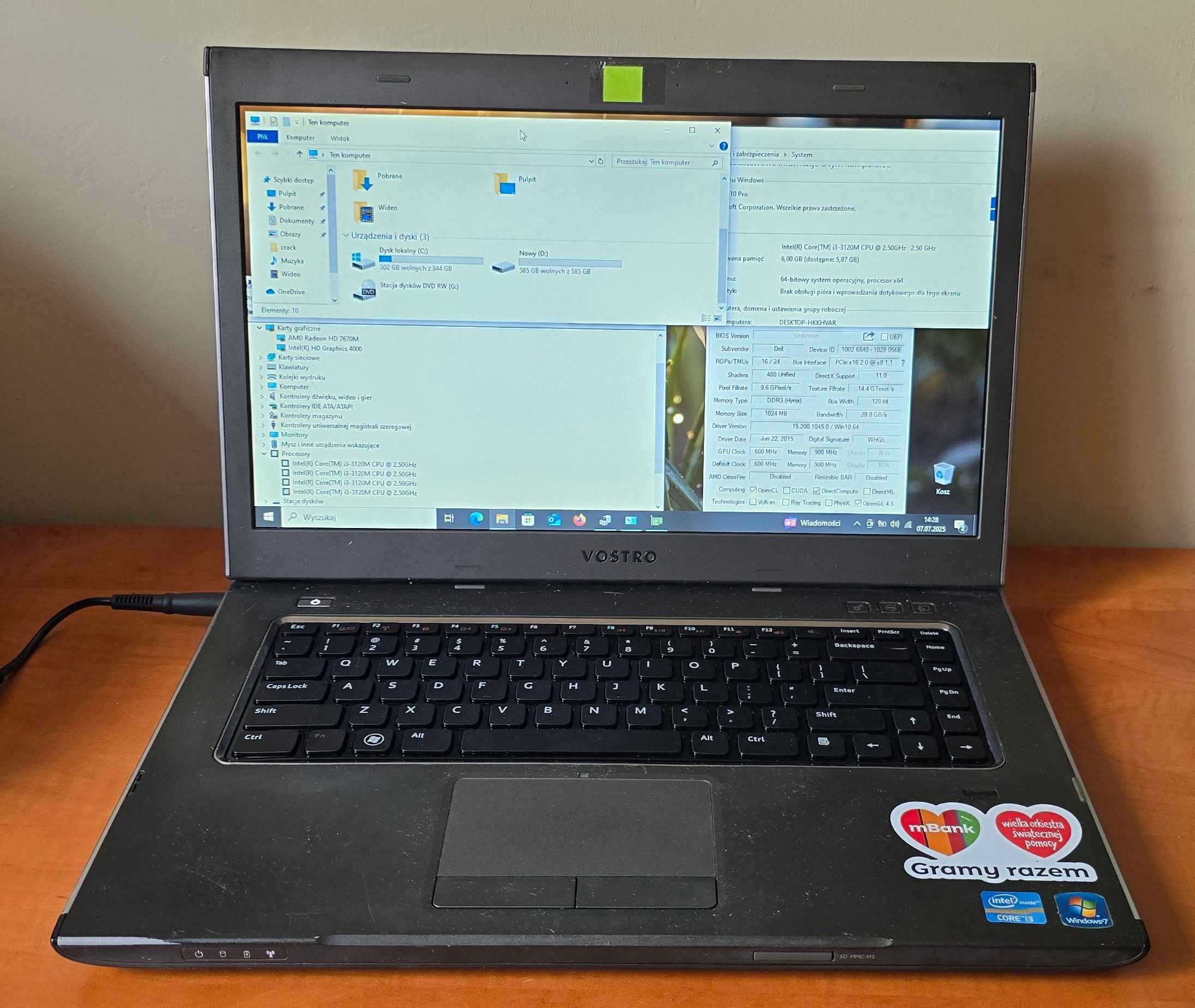 Dell Vostro 3560/i3/6gb/1 tb/radeon 8600m 1gb/Zasilacz