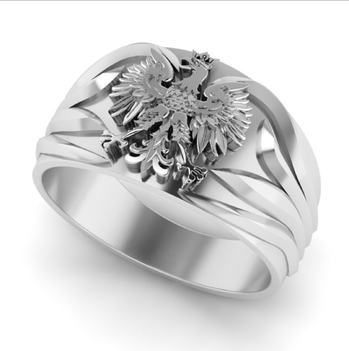 Pierścień sygnet z orzełkiem próba 585 godło złoty patriotyczny