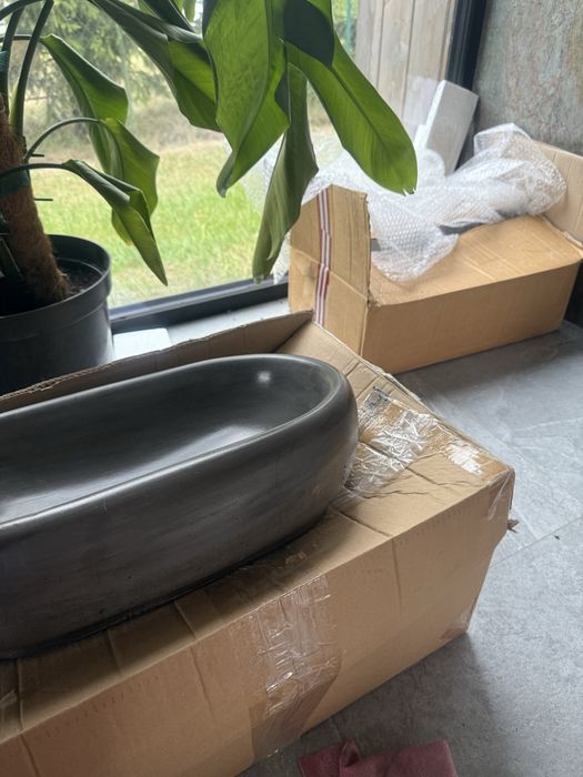 Umywalka betonowa impregnowana owalna