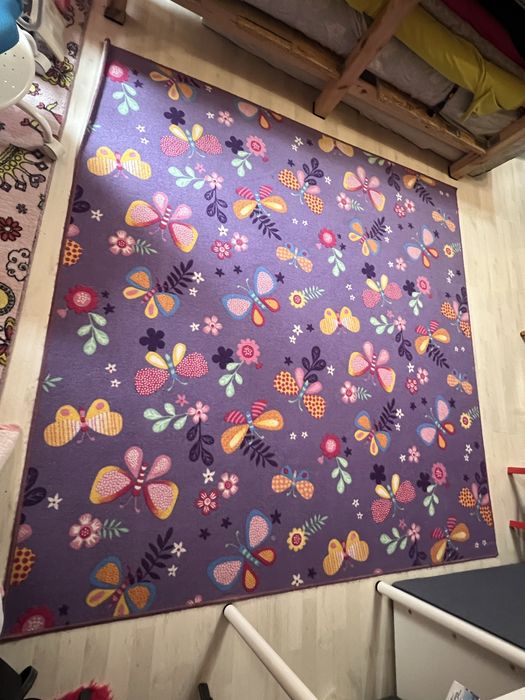 Dywan w motylki dla dziewczynek 2x2 m