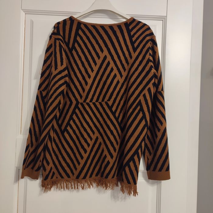 Светр кофта жіноча гусяча лапка полоска великий розмір L-XXL