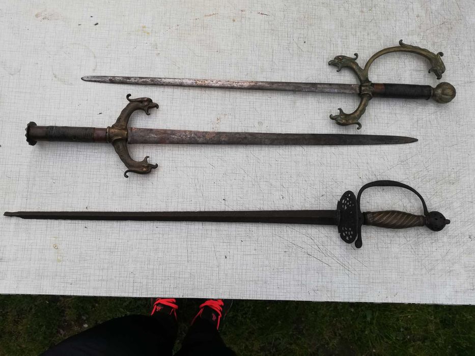 Antyk stara szpada XVIII w, sztylet 2 sztuki