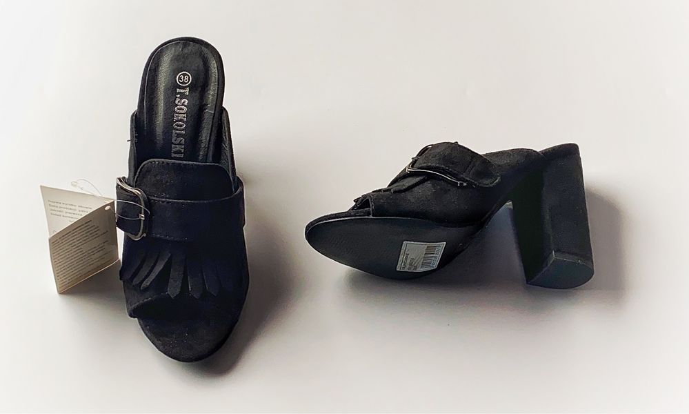Czarne sandały na obcasie T.Sokolski rozmiar 38