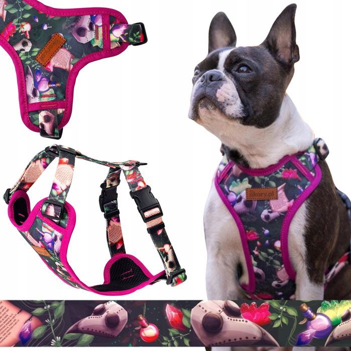 szelki bezuciskowe guard dla średniego psa s 20 mm  różowa w czaszki