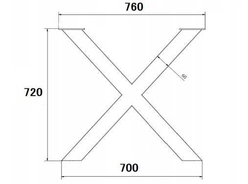 Nogi X do stołu 76 x 72 cm czarne 2 sztuki LOFT