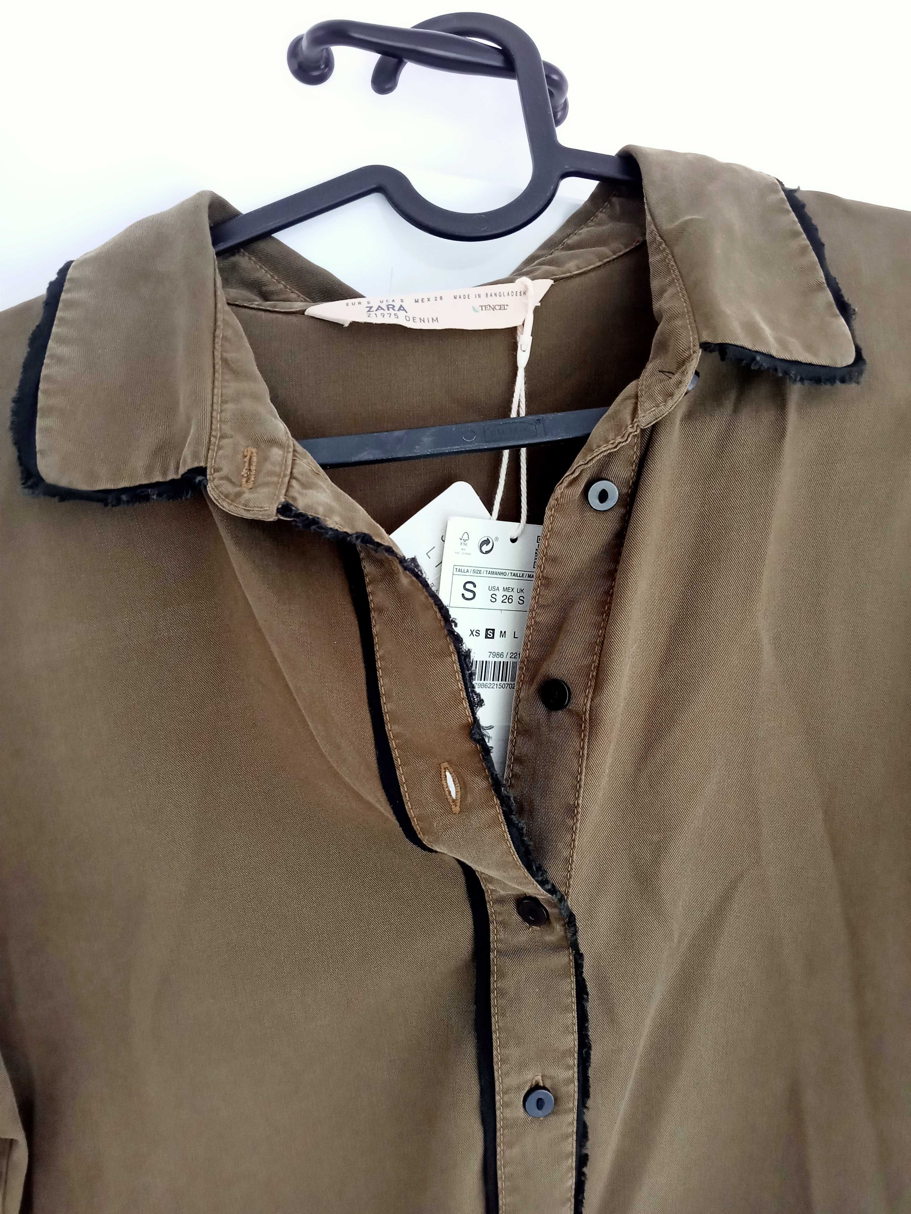 Koszula damska Zara denim Z1975 khaki