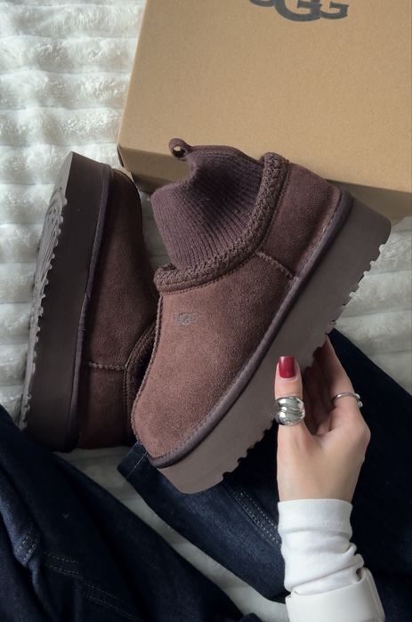 Ugg sock шоколадні coffee уггі уги зимові з носком