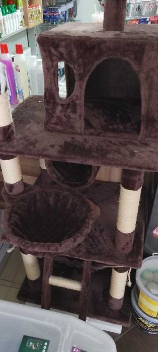 Drapak dla kota piętrowy ciemny brąż/beż