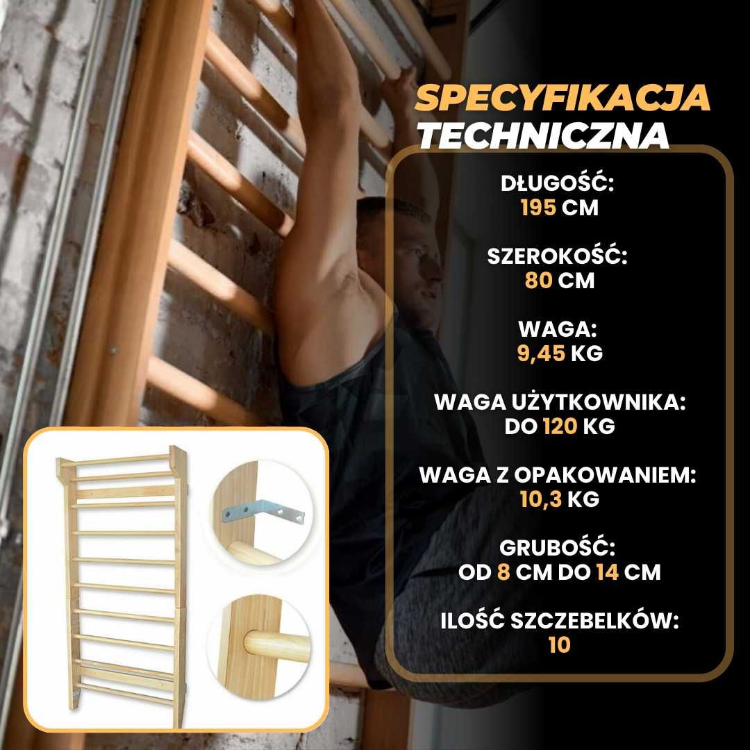 drabinka gimnastyczna drabinka z drażkiem drabinka dla dzieci 195 cm