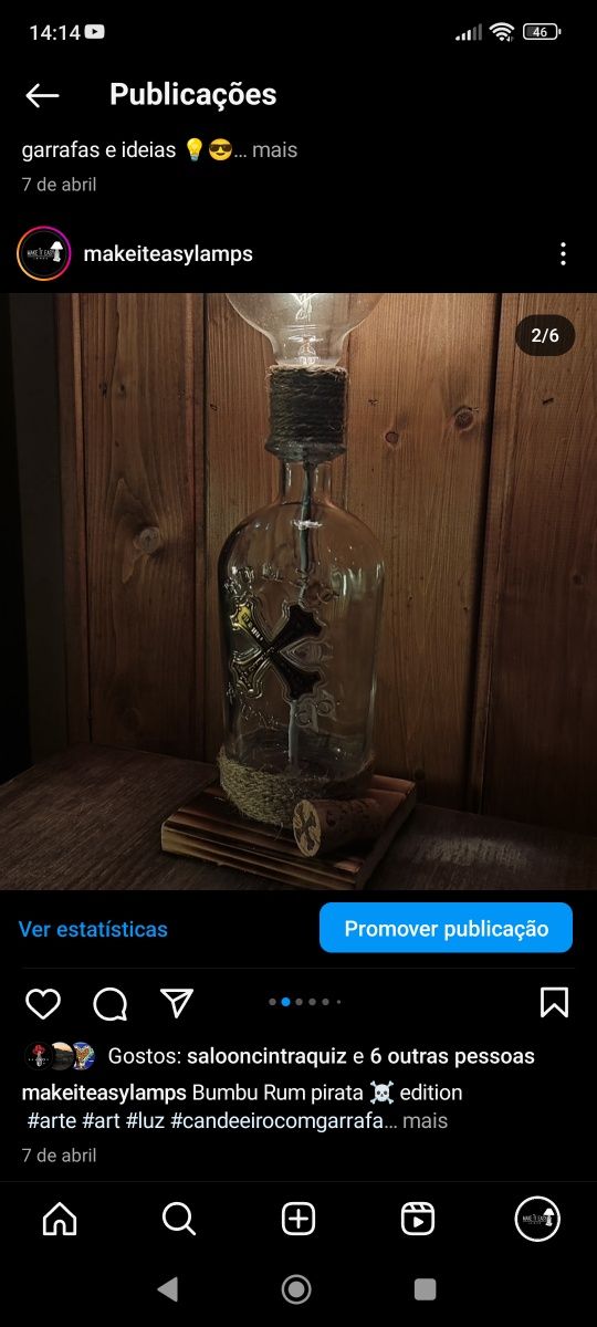 Candeeiro com garrafa