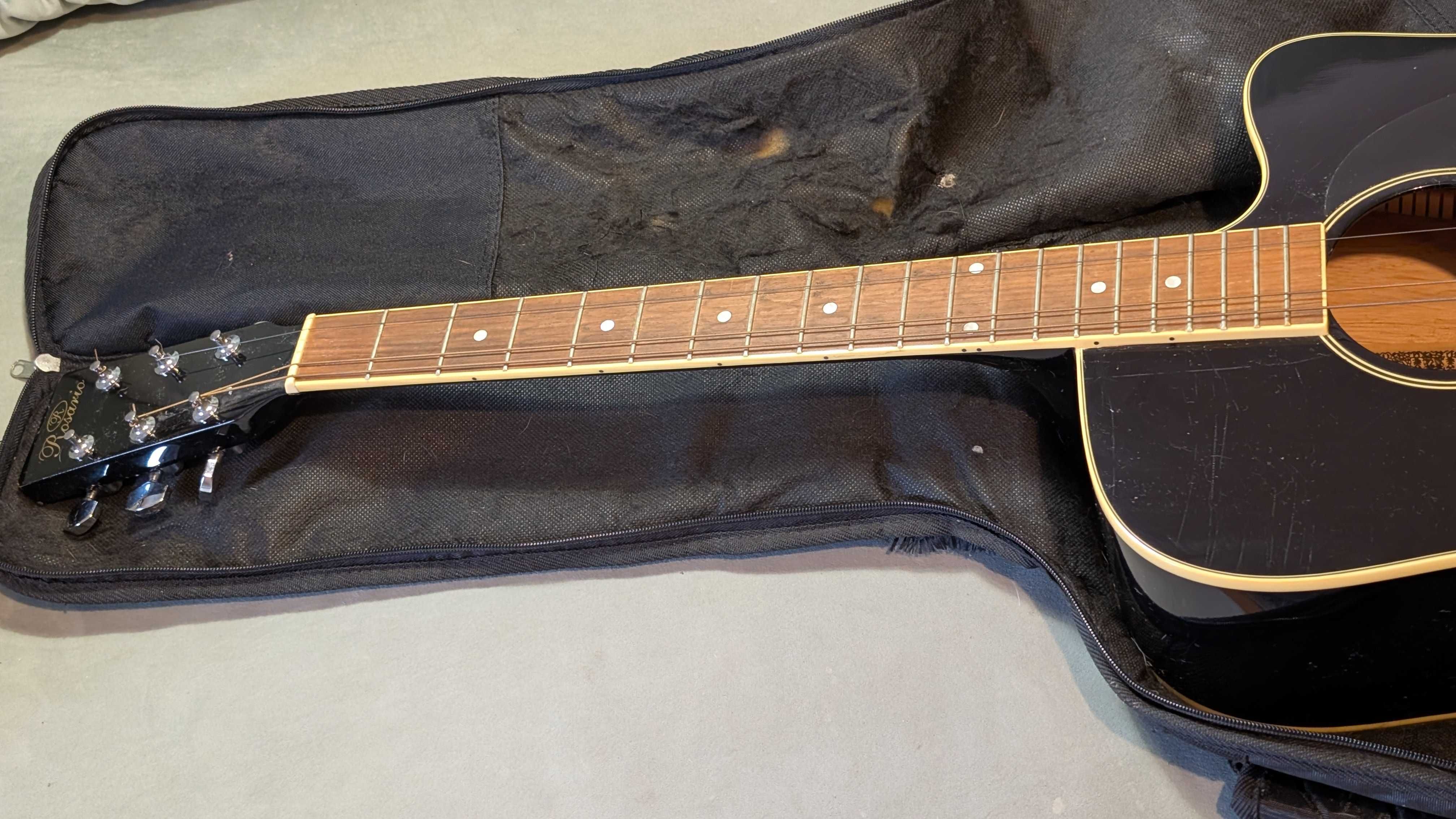 Czarna Gitara Akustyczna Rosario z Pokrowcem - Wygodna, na Start