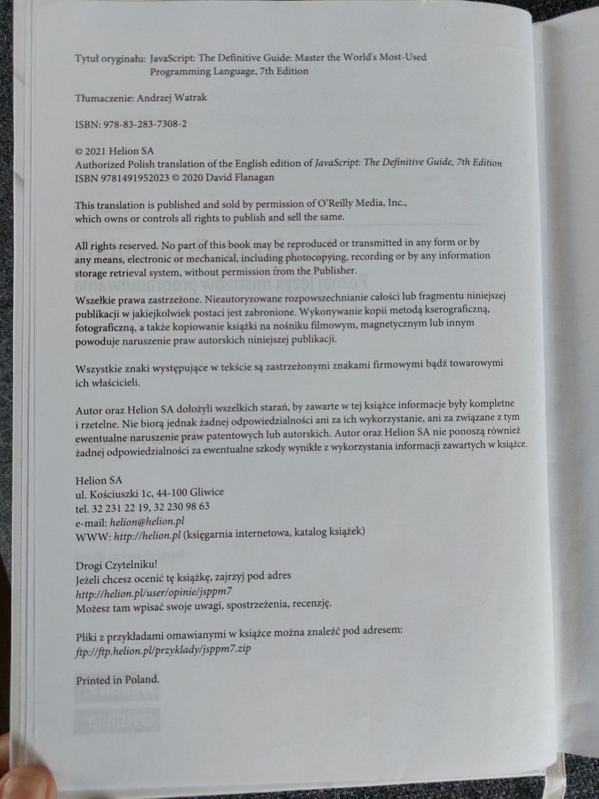 JavaScript Przewodnik wydanie VII David Flanagan Helion O'Reilly