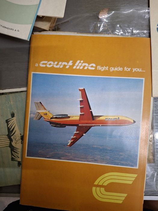 Court line avião aviação brochura antiga com safety instructions