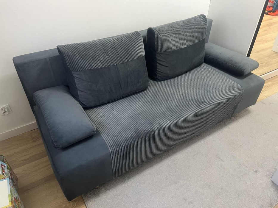 Sofa trzyosobowa rozkładana Leon z pojemnikiem szara Black Red White