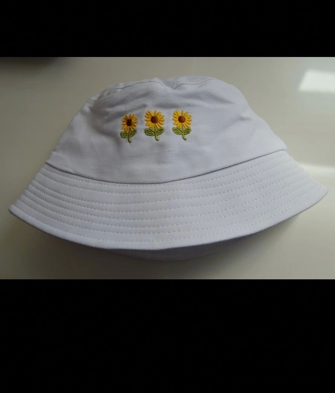 Nowy Bucket hat kapelusz biały w żółte kwiaty