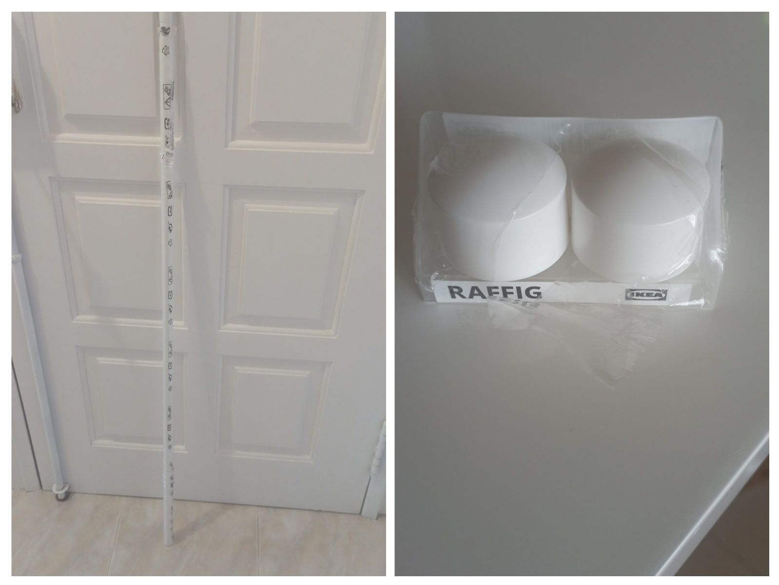 Varão Branco + 2 terminais brancos IKEA