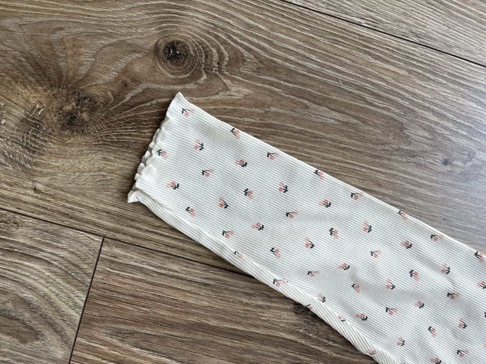 Bawełniany komplet w prążki 3 częściowy top legginsy opaska 92 H&M
