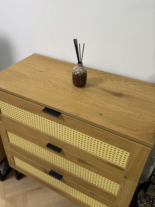 Komoda rattan z szufladami dąb naturalny